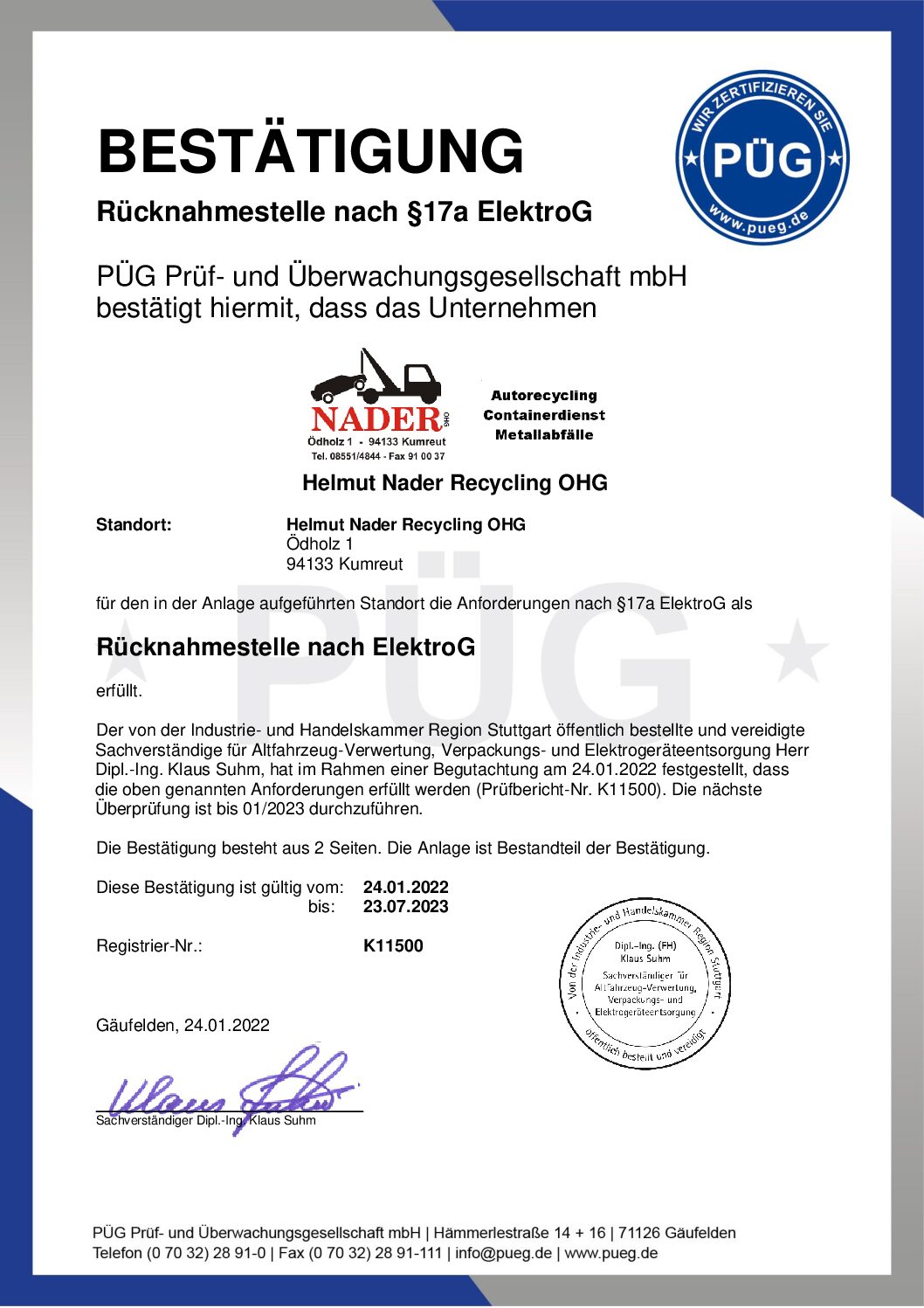 Helmut Nader Recycling OHG in Röhrnbach
